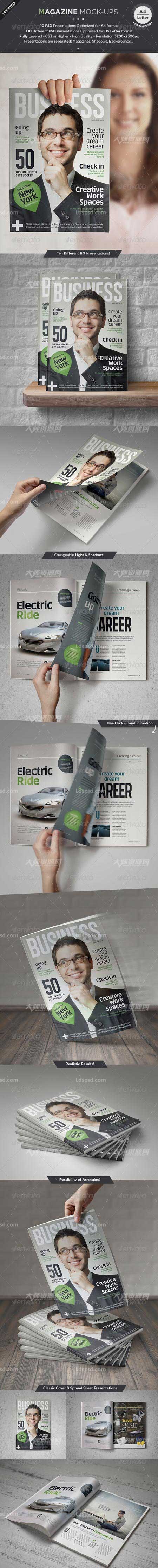 Magazine Mock-Up Set,商业杂志展示模型